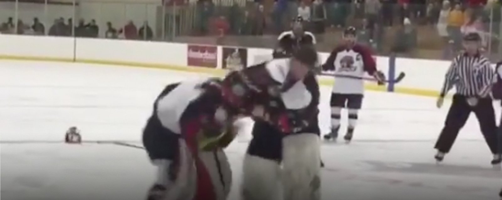 Must see: Crazy goalie fight, massive punches thrown!