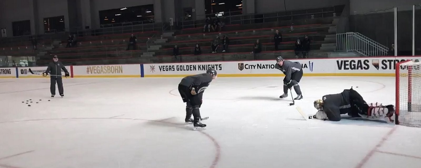Fleury goes downs after taking a shot to the head at practice. 