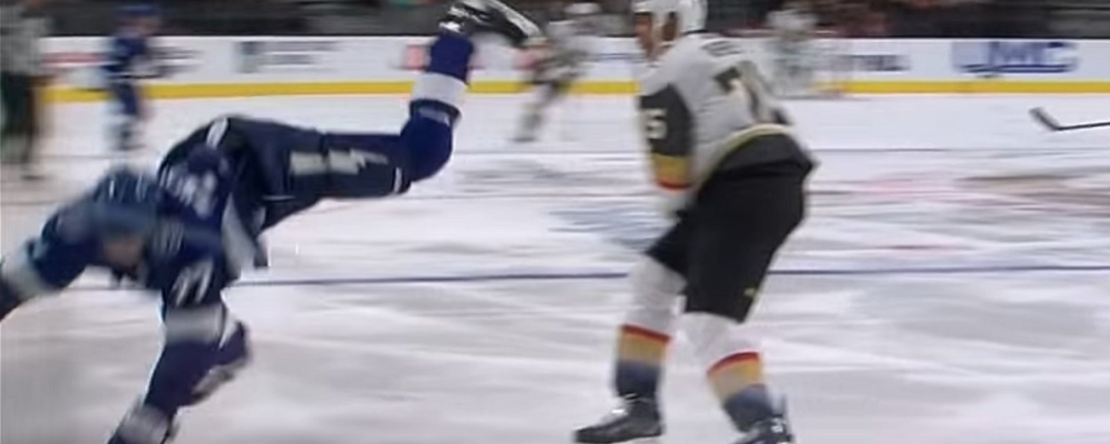 Ryan Reaves crushes Victor Hedman and knocks him out of the game.