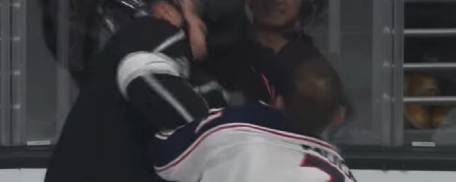 Foligno rocks Phaneuf with a huge right hand after the 2 men drop the gloves.