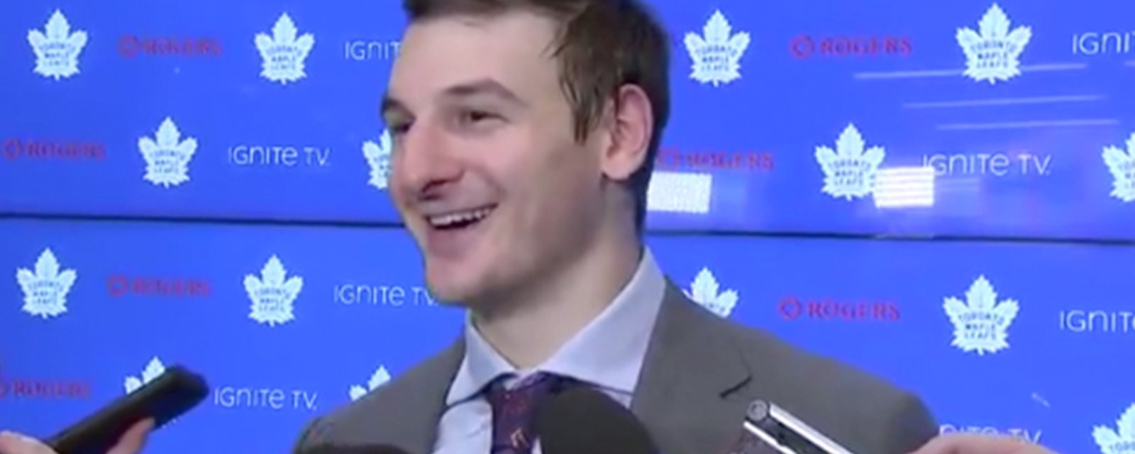 Hyman’s post-game interview interrupted by a singing Mitch Marner