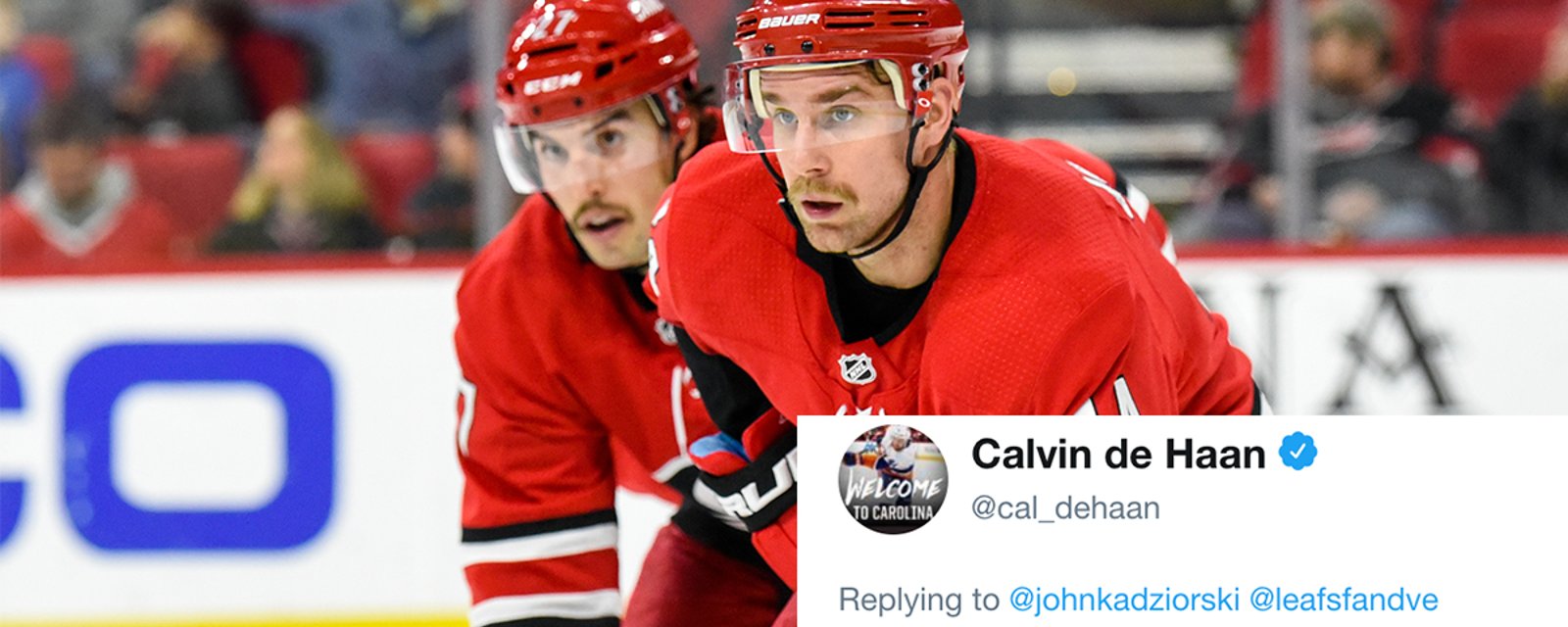 Hurricanes Dman De Haan responds to fan who tagged him in a Leafs trade proposal