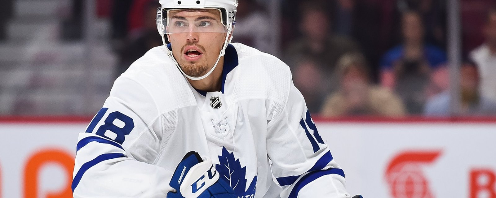 Leafs Andreas Johnsson injured against the Coyotes.