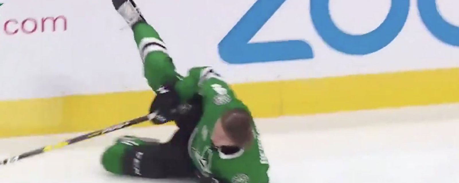 Stars’ Heiskanen takes a nasty spill during Faster skater competition