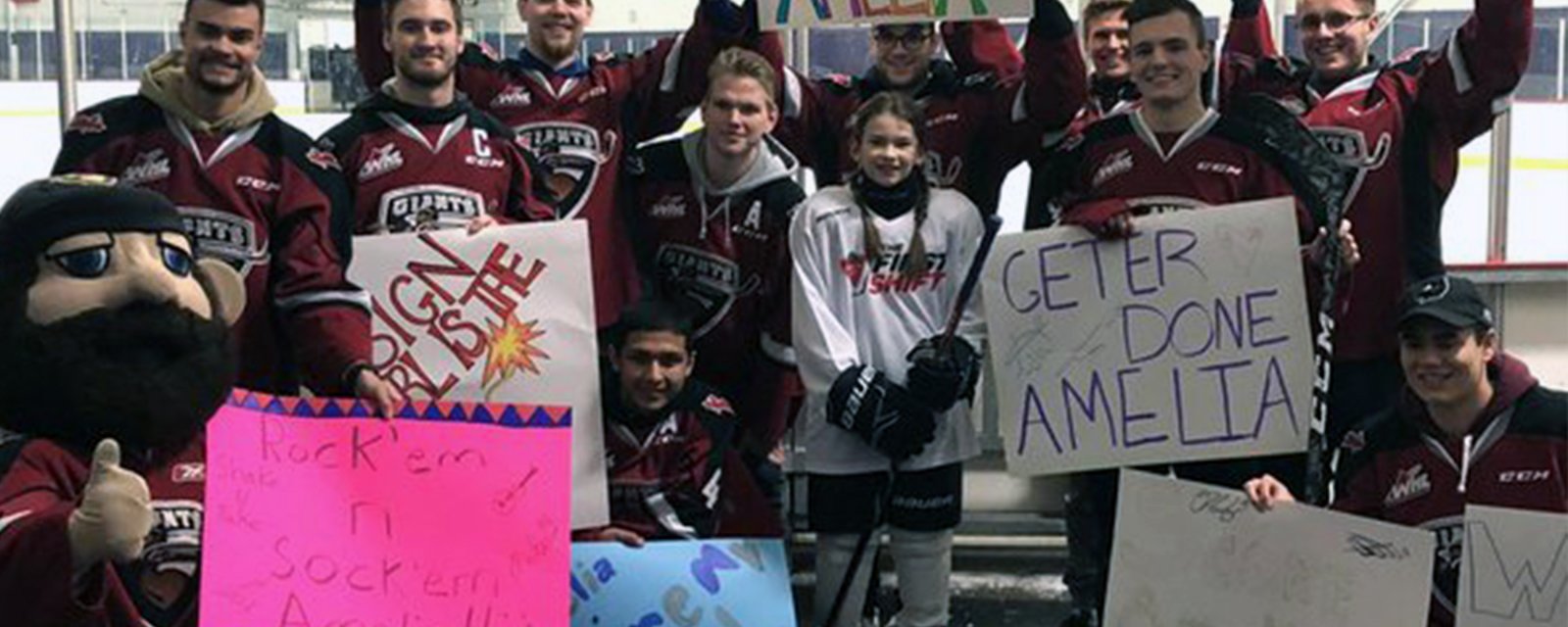 WHL’s Vancouver Giants cheer on their biggest fan in her first ever hockey practice