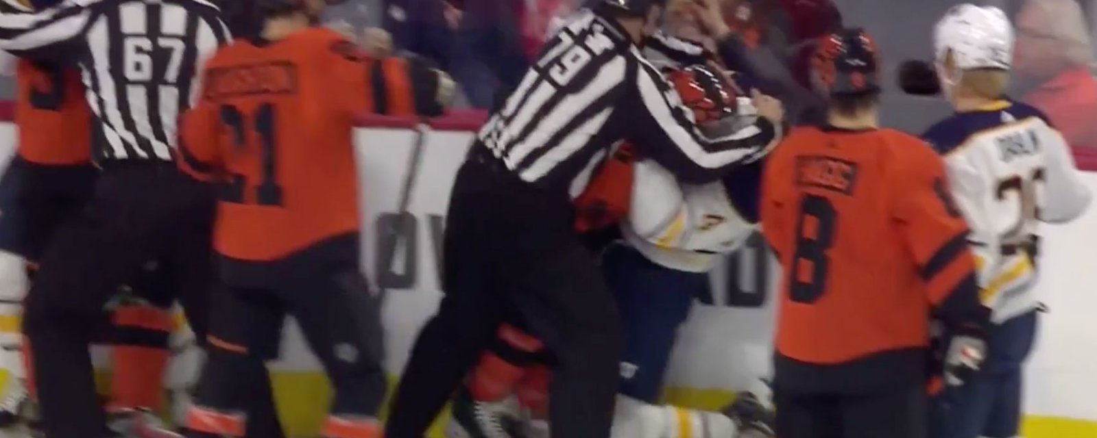 Breaking: Hartman lands vicious hit on Dahlin, gets in tussle in first game with the Flyers! 