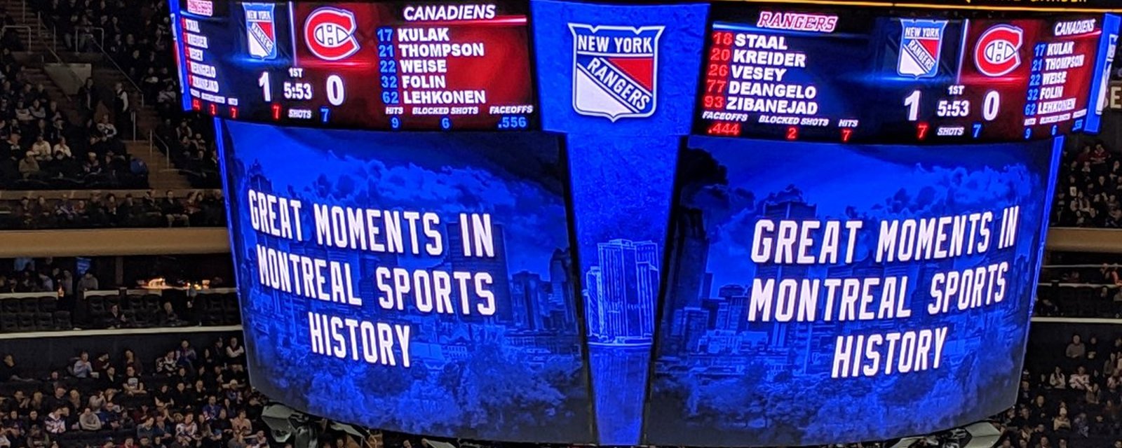 Rangers troll Habs with brutal “greatest moments in MTL sports history” video