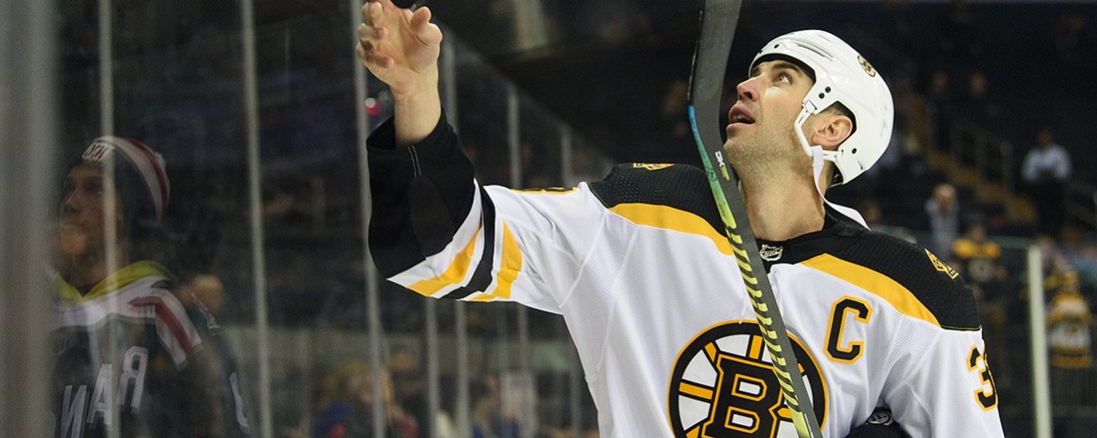 Breaking: Zdeno Chara goes down in practice on Monday.