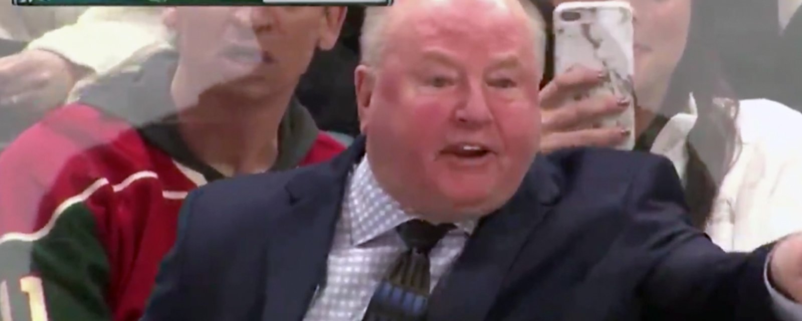 Bruce Boudreau lays into the refs after he tries to challenge a play and gets denied!