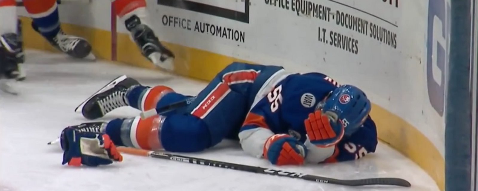 Boychuk injured after a very controversial hit from Voracek.