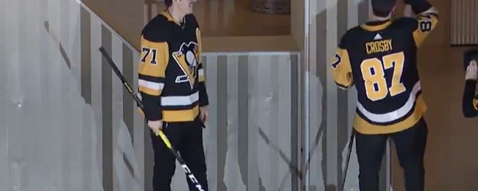 Crosby loses to Malkin in shooting competition and you can see how much it bugs him! 