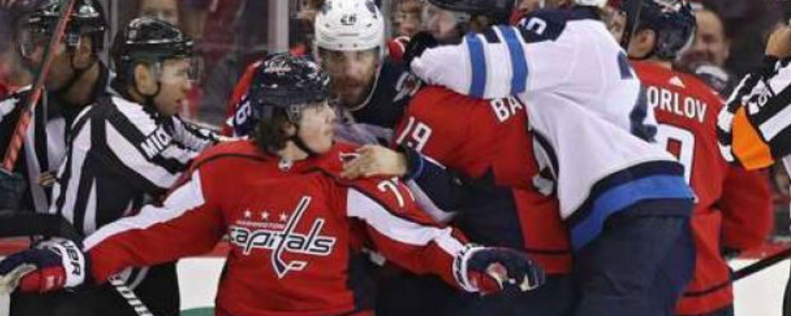 Oshie protects rival Chariot's head during line brawl