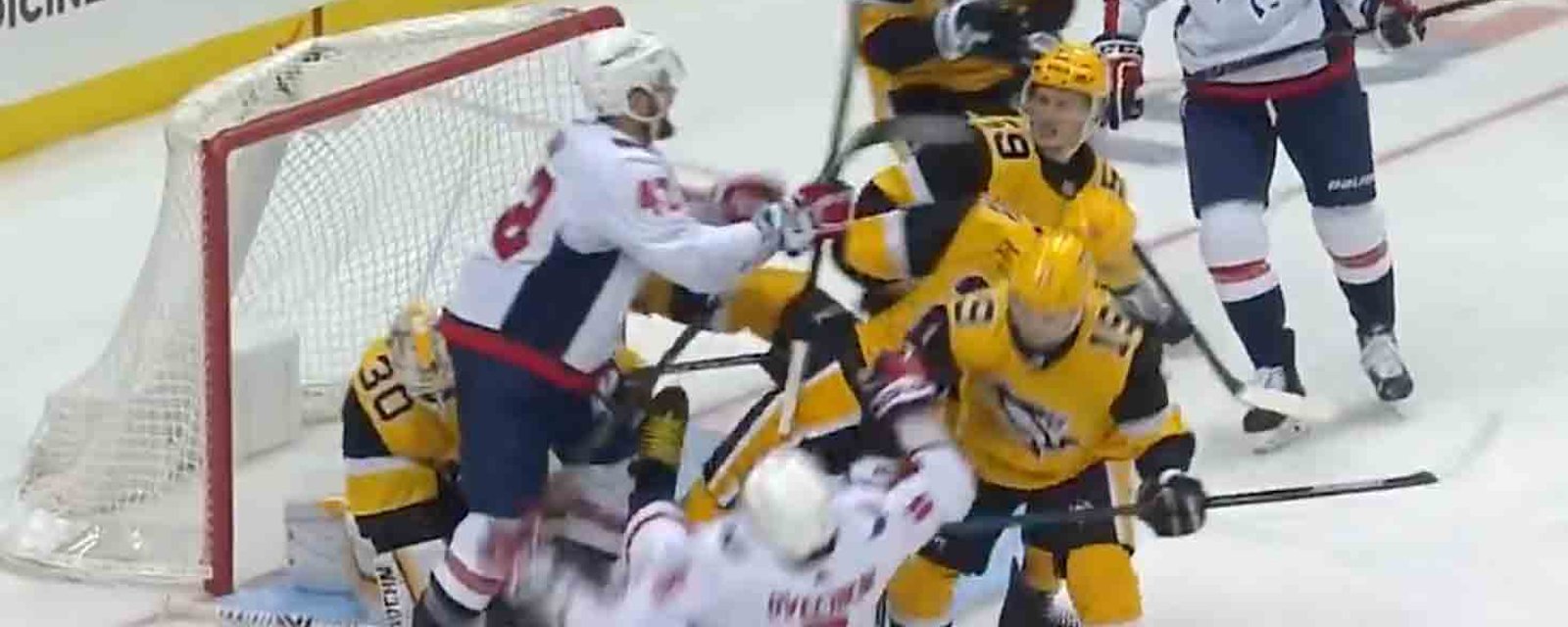 Tom Wilson tries to fight the entire Penguins line and fails miserably 