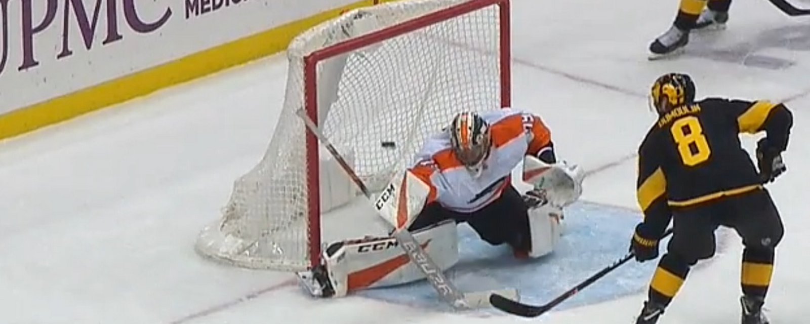 Huge save from Carter Hart in OT helps the Flyers triumph over Penguins.