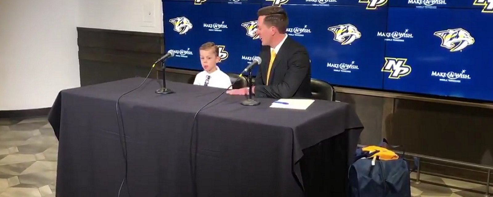 Predators hold a press conference to announce the addition of a very special young man.
