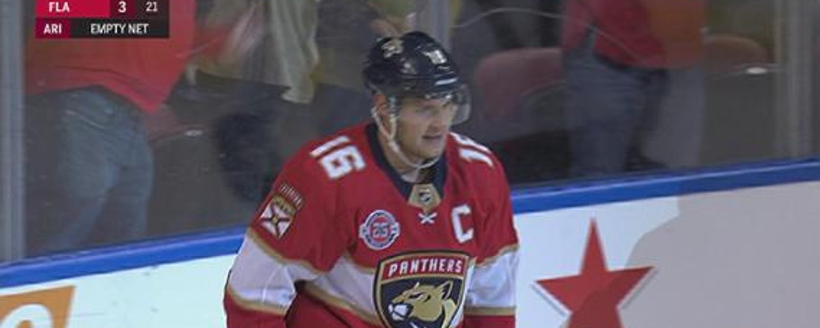 Barkov doesn’t want anyone to celebrate his empty-net goal! 