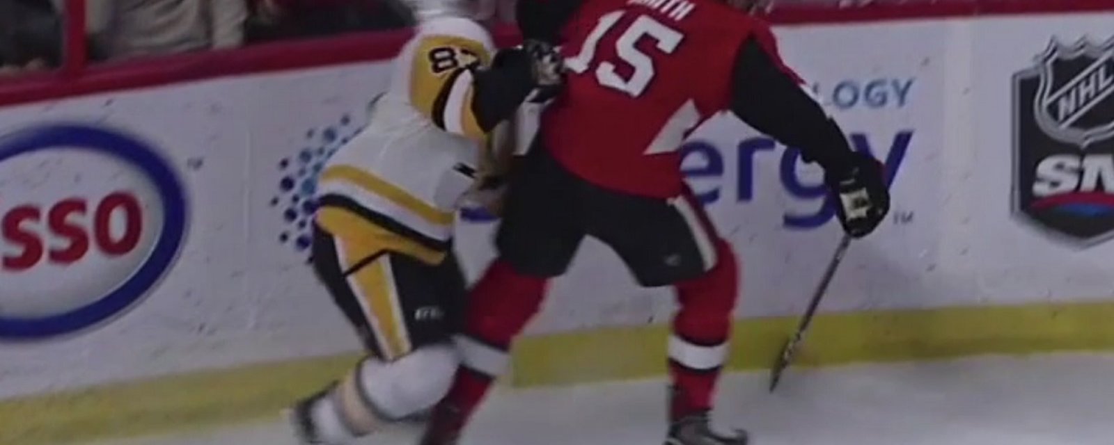 Crosby takes two dangerous elbows to the head in a single game.