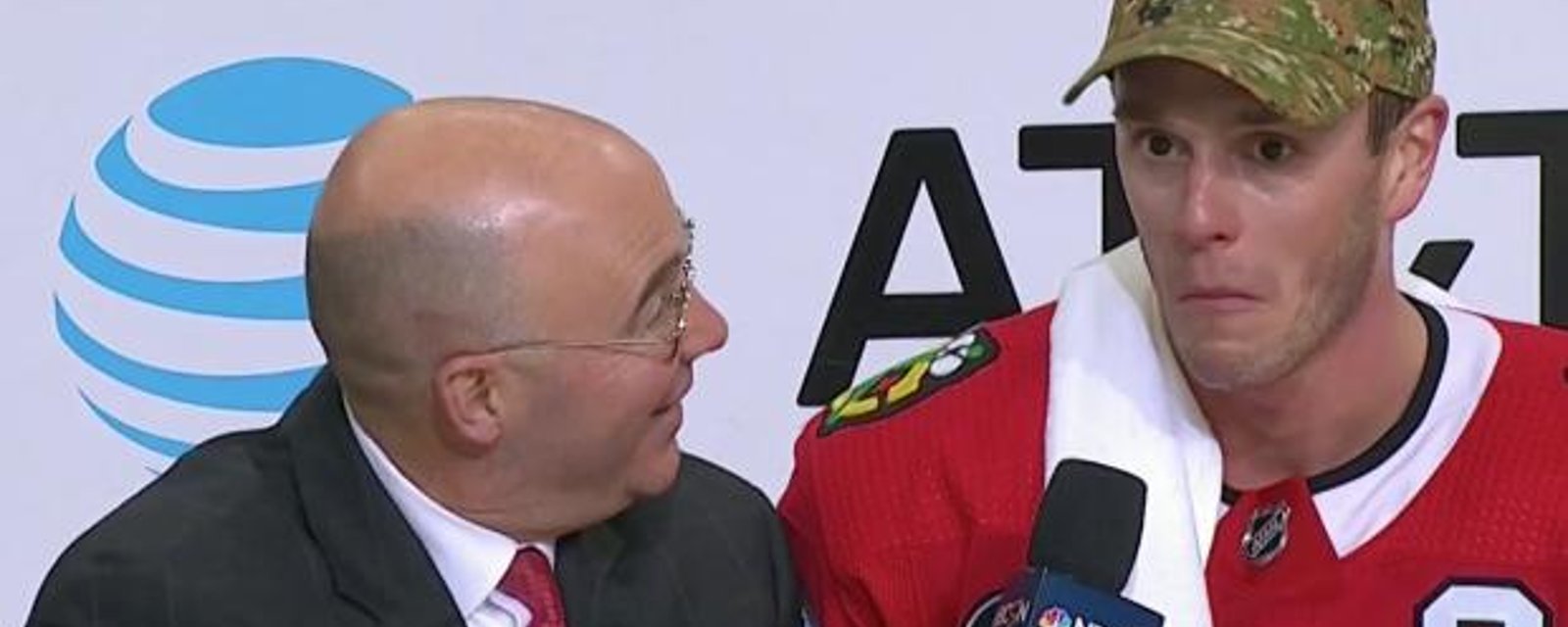 Pierre McGuire has most awkward interview with Toews following Hawks’ win