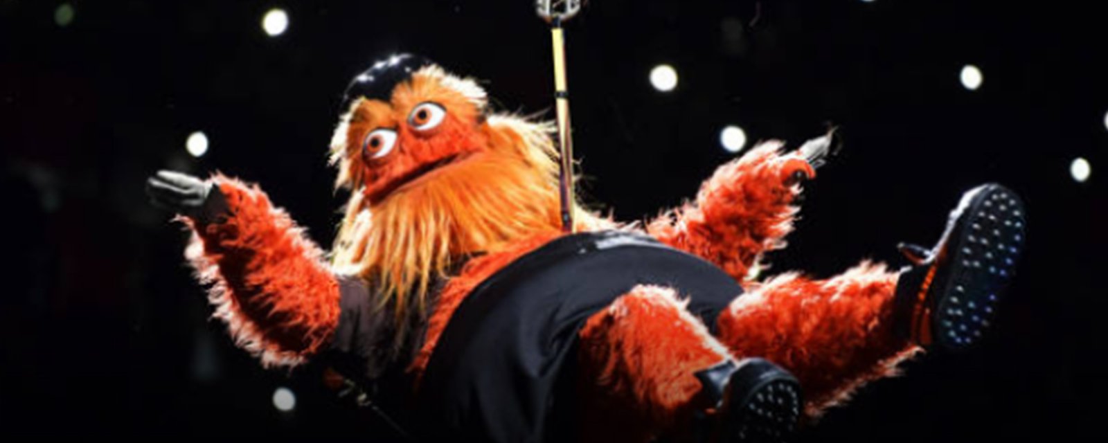 Gritty talks! The Flyers mascot speaks for the first time, hits on Kim Kardashian.