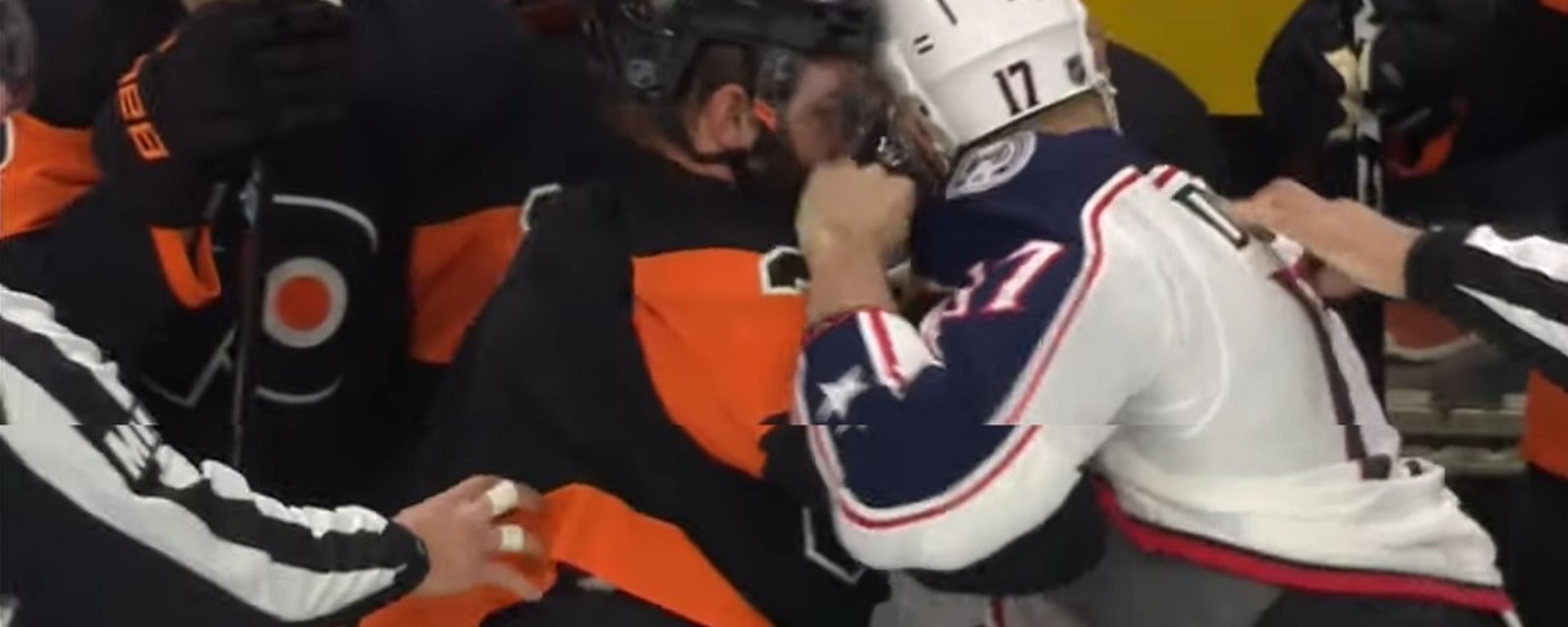Dubinsky and Gudas square up on Saturday afternoon.