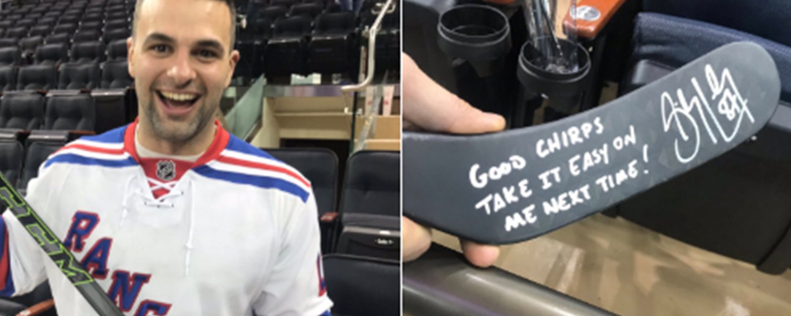 Rangers fan who received signed stick from Crosby shares his story and some of his best chirps