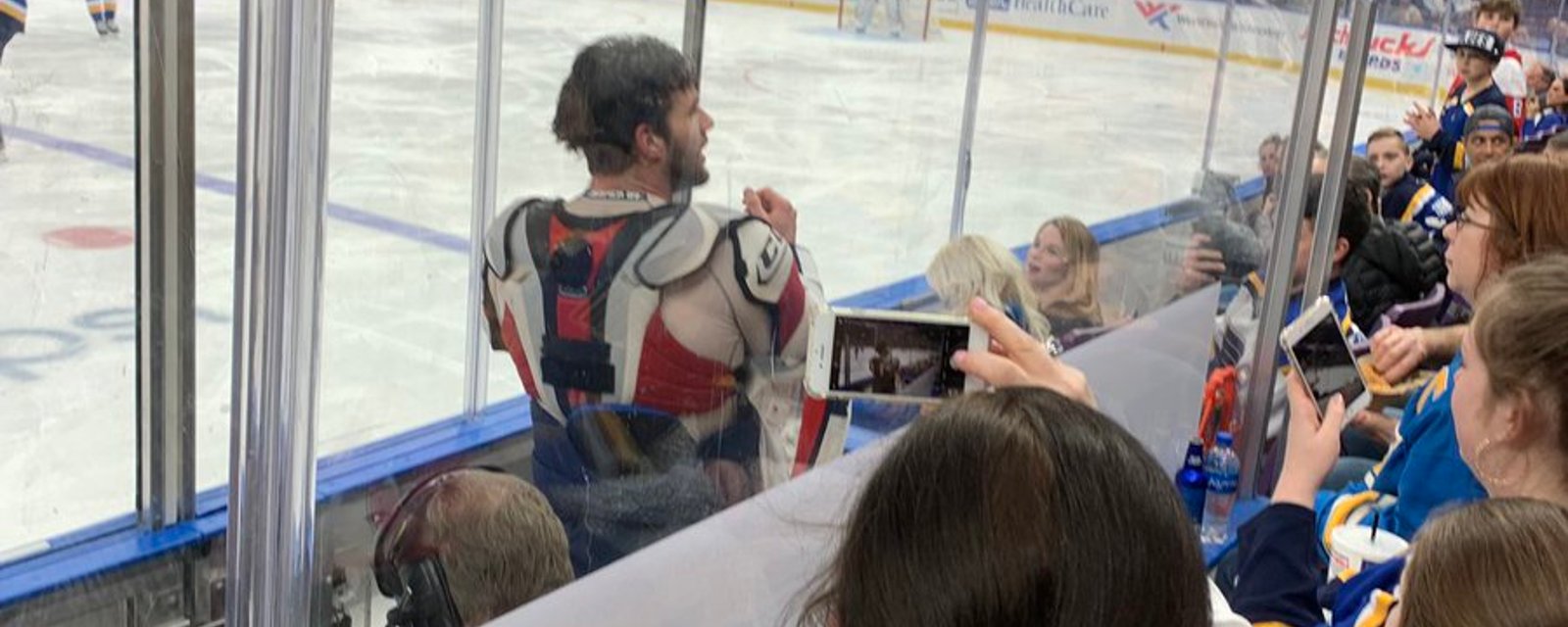 Wilson yells at Blues fan from the penalty box after threat to family! 