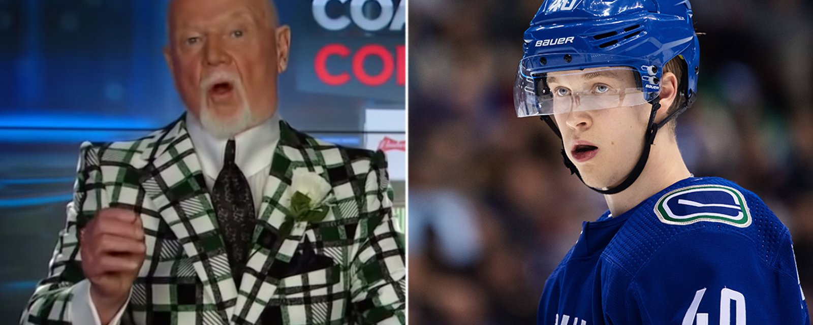 Don Cherry tears a strip off Canucks rookie Pettersson, pumps up Leafs' Marner