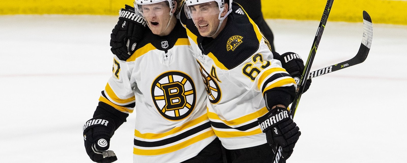 Brad Marchand gets roasted by his own teammate in hilarious fashion.