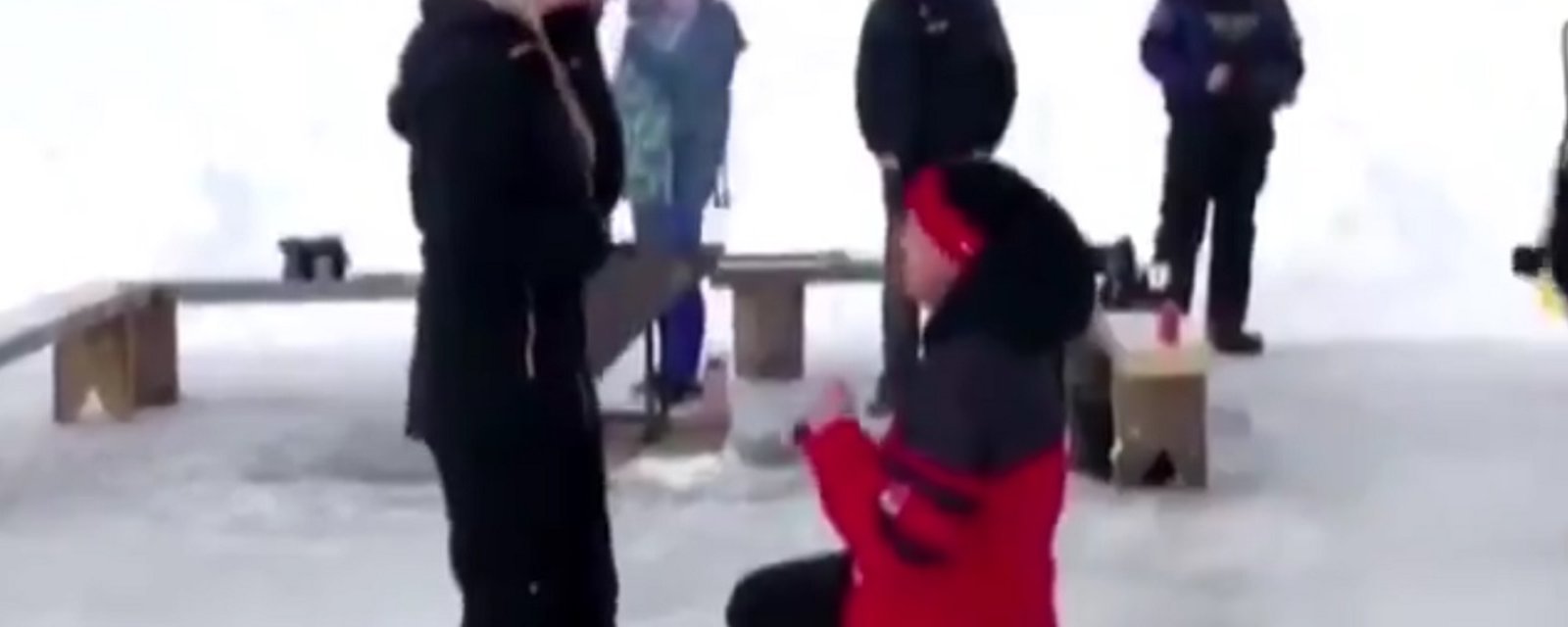 Young man proposes on outdoor rink in most Canadian proposal ever!