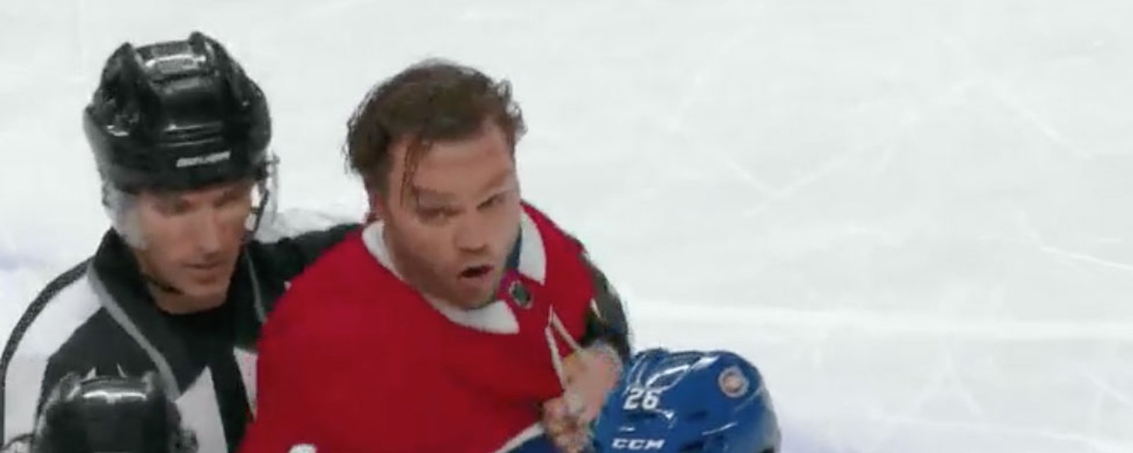 Domi chases down Dadonov like a mad man after getting kneed in the head!