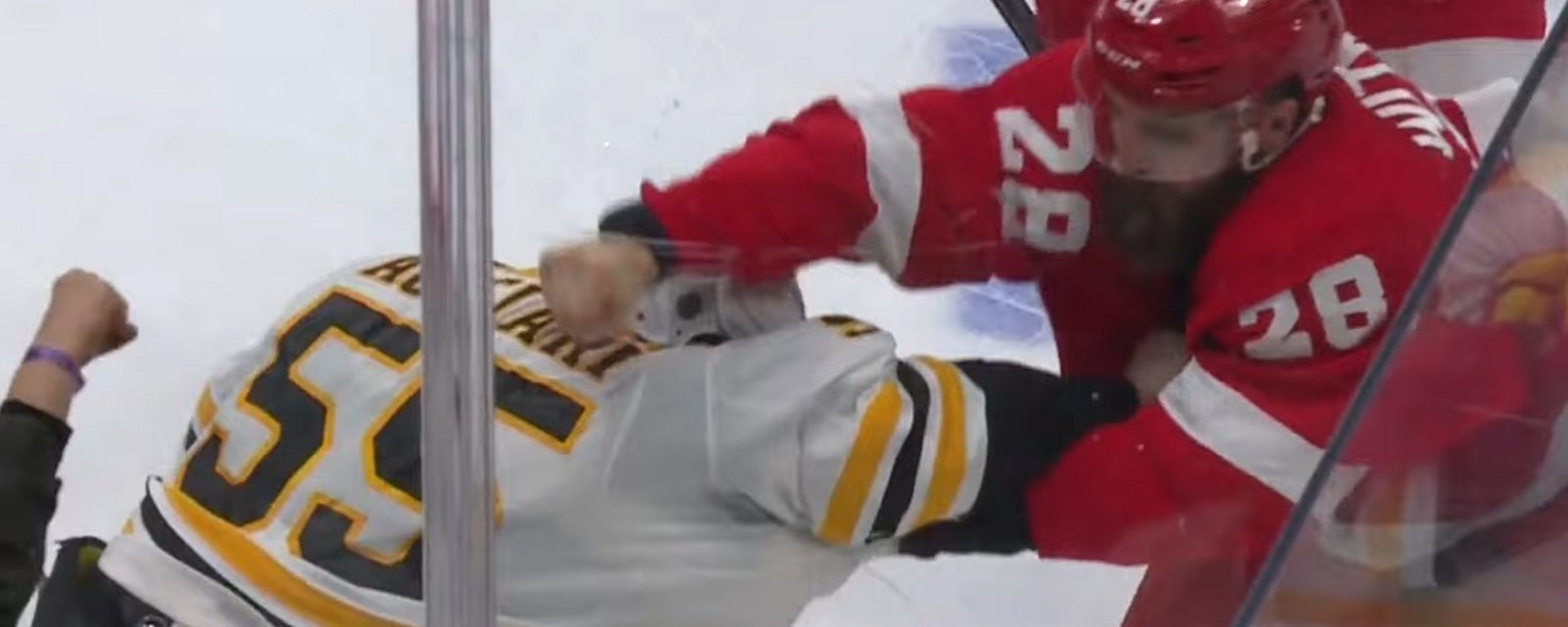 Luke Witkowski crushes Nordstrom with a monster hit, then destroys Acciari with his fists.
