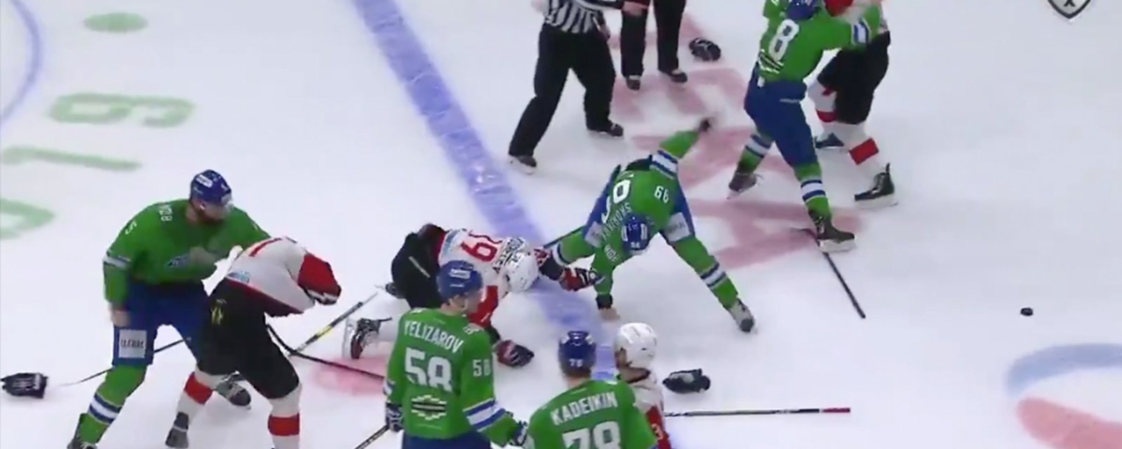 Huge line brawl breaks out in dying seconds of KHL playoff game
