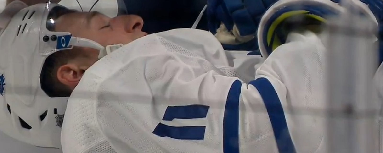 Toronto's Zach Hyman down after a shot to the head in the final game of the season.
