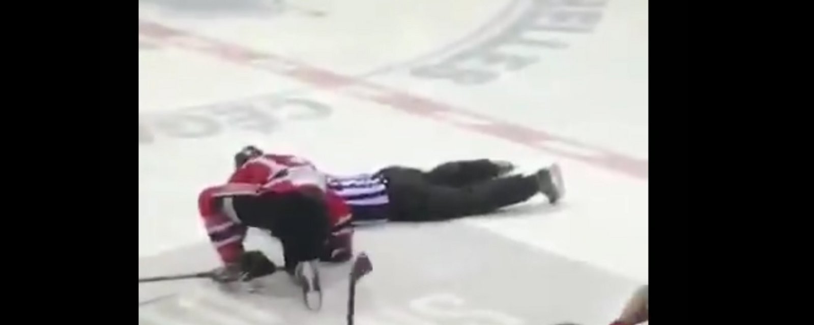 Referee gets accidentally knocked out cold during a fight. 