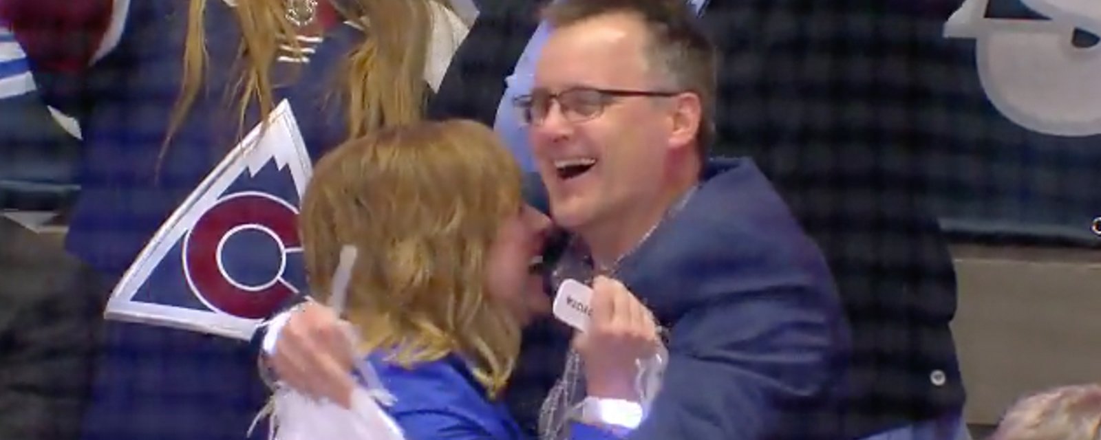 Cale Makar’s parents are overcome with joy after he scores his first NHL goal in his first NHL game