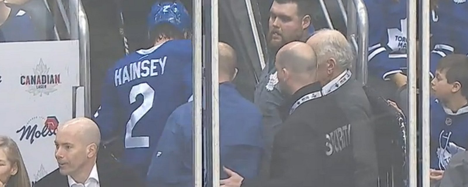 Breaking: Toronto's Ron Hainsey leaves the game after awkward crash into the boards.