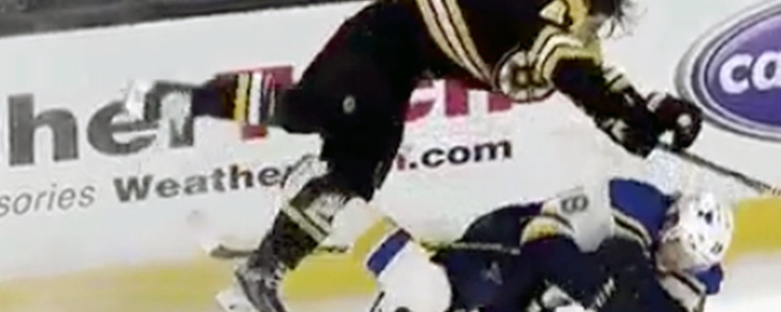 Krug jousts with Perron then launches himself at Thomas