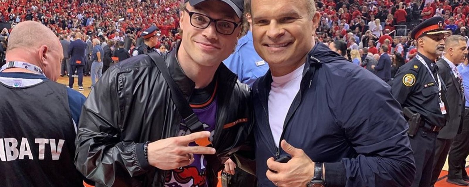 Habs star Max Domi mocks the Maple Leafs during Raptors Game 6.
