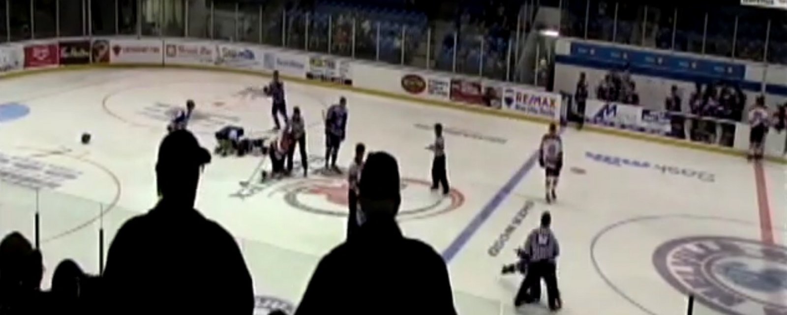 Goalie taken out by a huge hit in the SJHL.