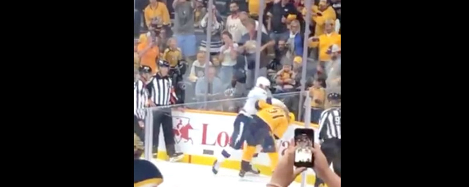 Maroon dusts Watson in a scrap then shows off his Stanley Cup ring to the Preds bench