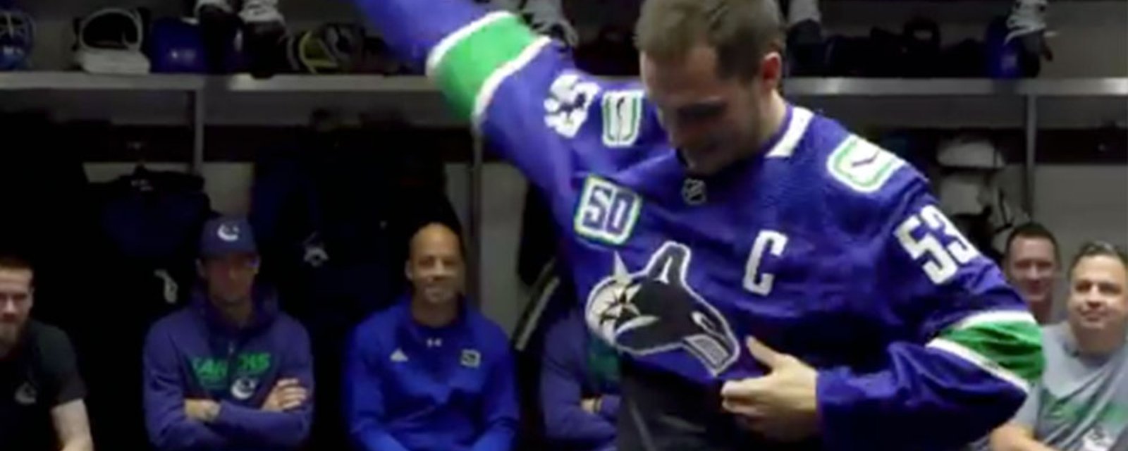 The behind the scenes moment when the Sedin twins presented Bo Horvat with the Canucks captaincy