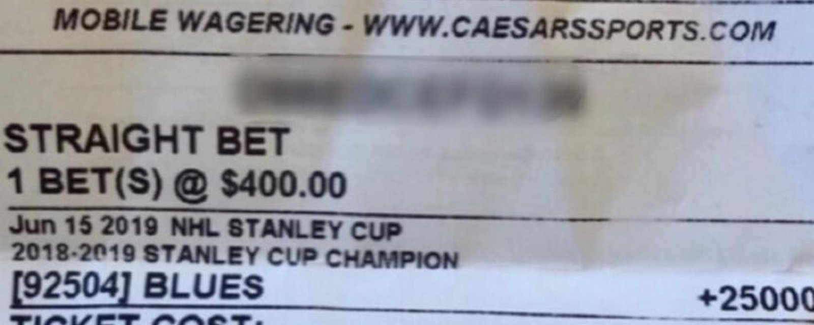 Scott Berry wins $100K after betting $400 on Blues to win Stanley Cup in January