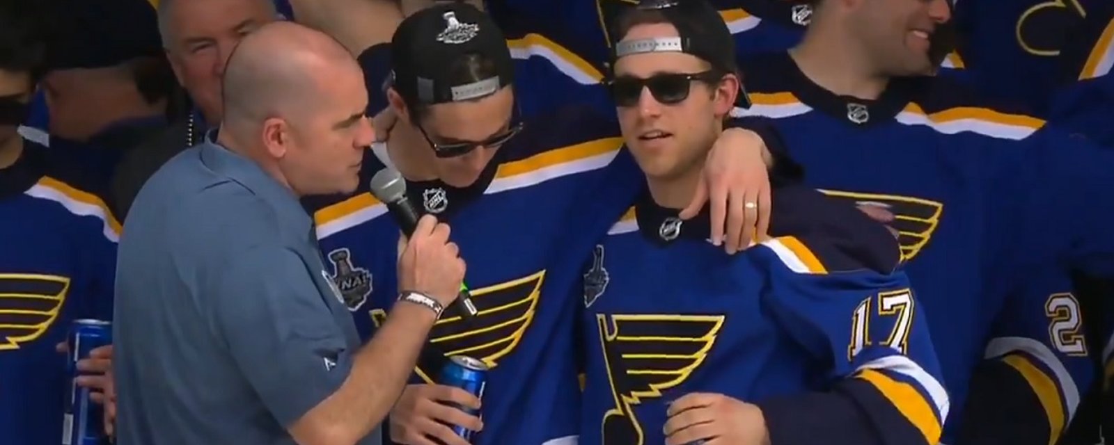 Tyler Bozak takes a shot at the Maple Leafs during Stanley Cup parade.