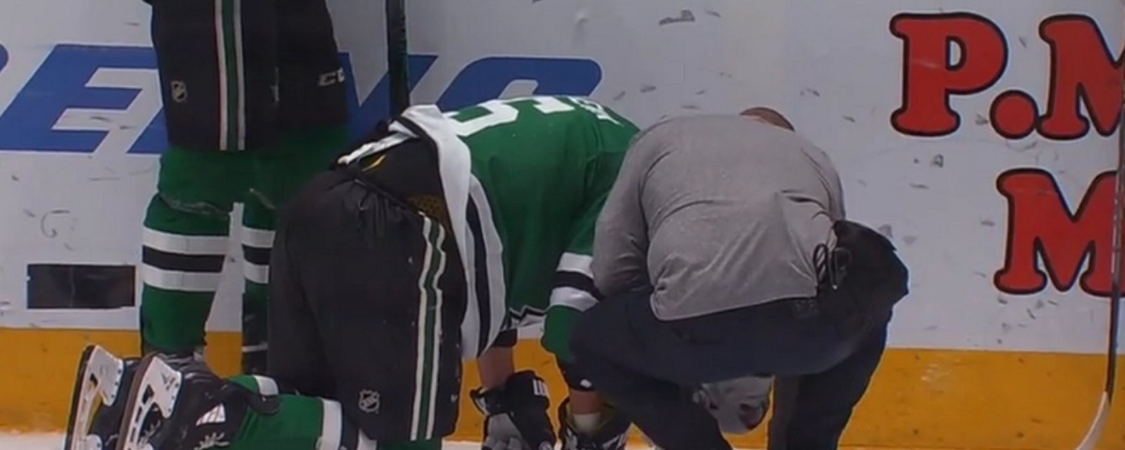 Andrej Sekera avoids serious injury after going head first into the boards.