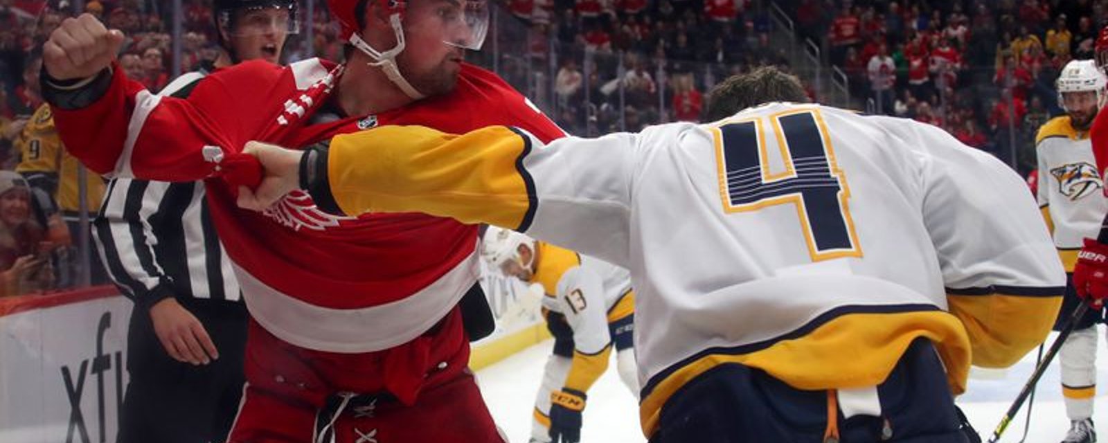 Red Wings bulk up one day after Larkin gets the Red Wings 1st fighting major of the year