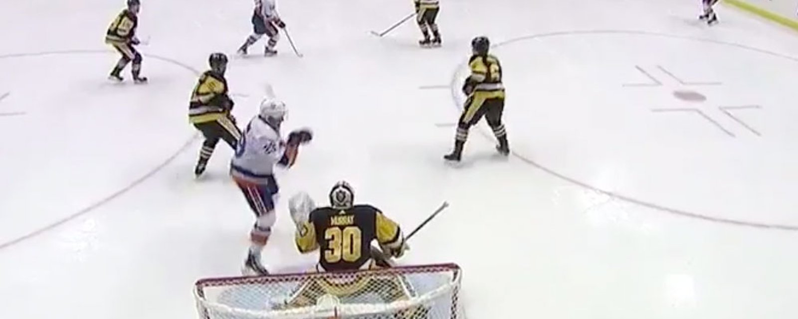 Brock Nelson takes slap shot straight to the head! 