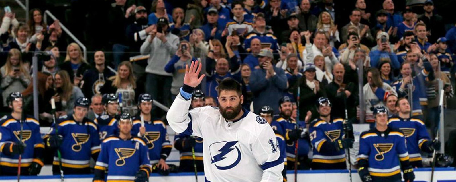 Maroon gets a huge ovation from the Blues crowd as he accepts his Stanley Cup ring