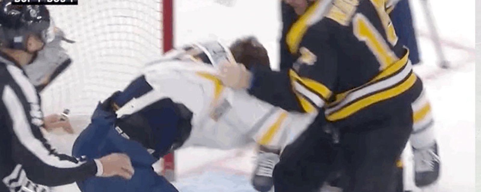 Lazar tries to get at Rask until Wagner comes in and beats the wheels off him