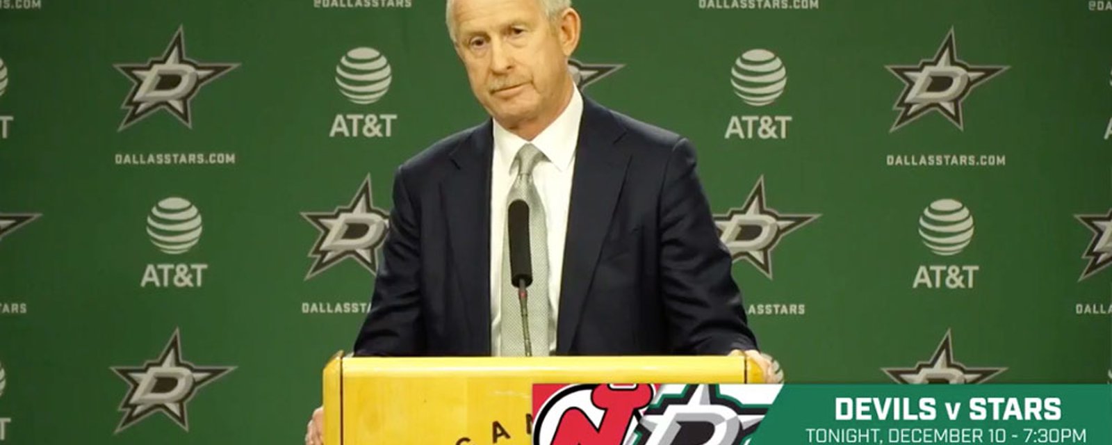 Stars GM Jim Nill shares the details of Jim Montgomery’s dismissal for unprofessional conduct