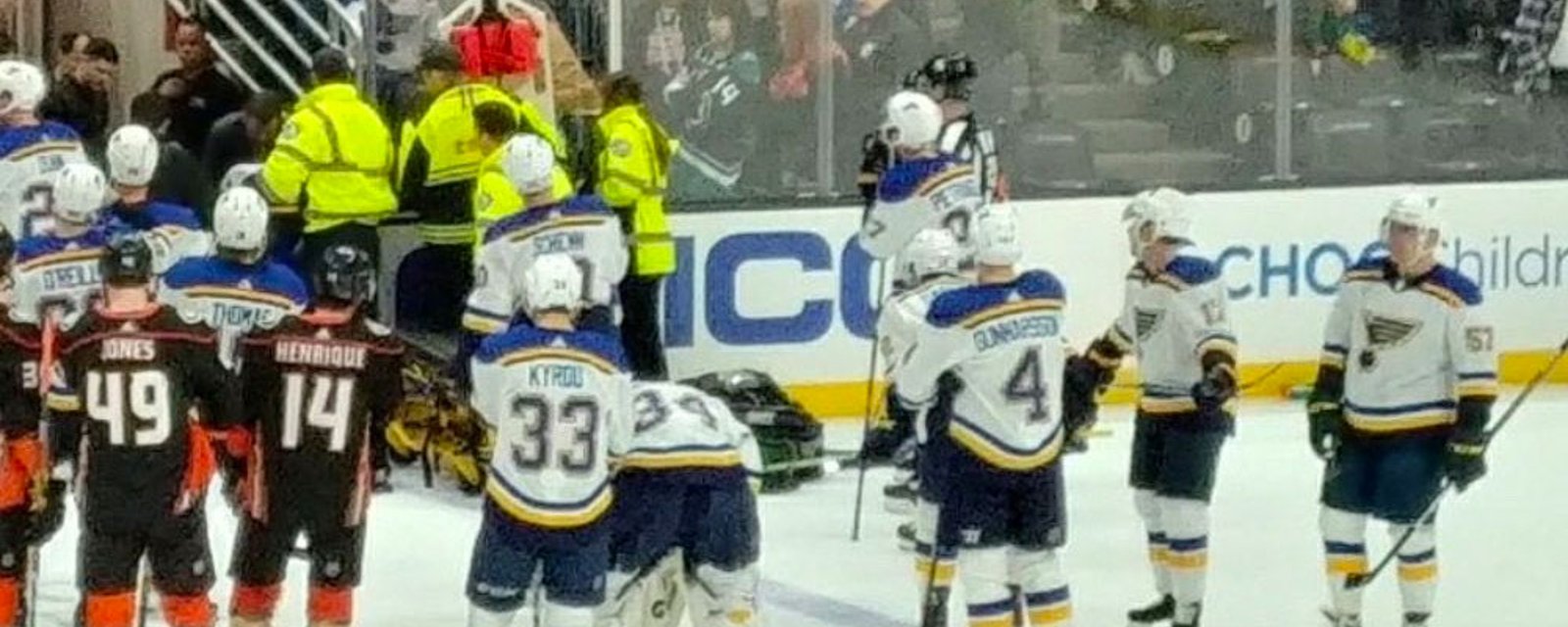 Blues confirm Bouwmeester suffered cardiac episode as he collapsed on team bench 